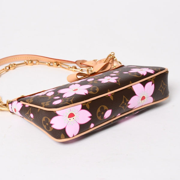 極美品 LOUIS VUITTON ルイヴィトン LV × TM ポシェット アクセソワール アクセサリーポーチ M13666 モノグラム チェリー 村上隆 中古 4a005302