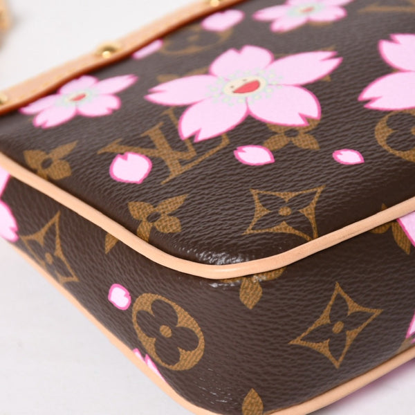 極美品 LOUIS VUITTON ルイヴィトン LV × TM ポシェット アクセソワール アクセサリーポーチ M13666 モノグラム チェリー 村上隆 中古 4a005302