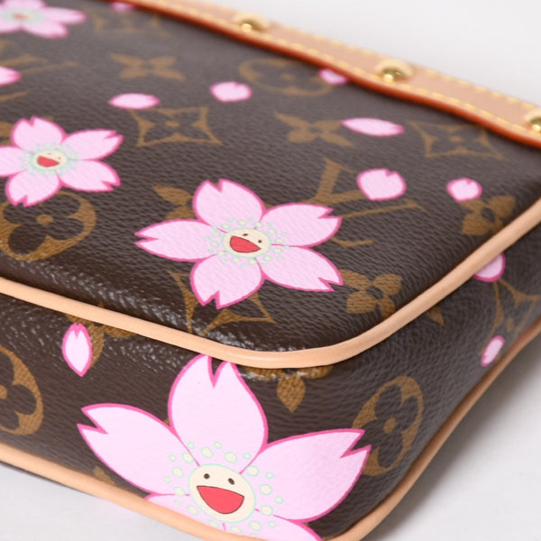 極美品 LOUIS VUITTON ルイヴィトン LV × TM ポシェット アクセソワール アクセサリーポーチ M13666 モノグラム チェリー 村上隆 中古 4a005302