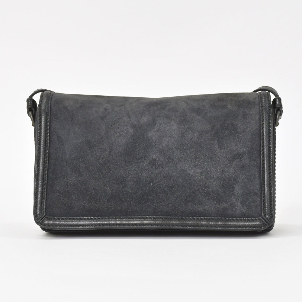 極美品 BOTTEGAVENETA ボッテガヴェネタ イントレチャート リアルト チェーン ショルダーバッグ B04071545F ブラック 中古 4a003824