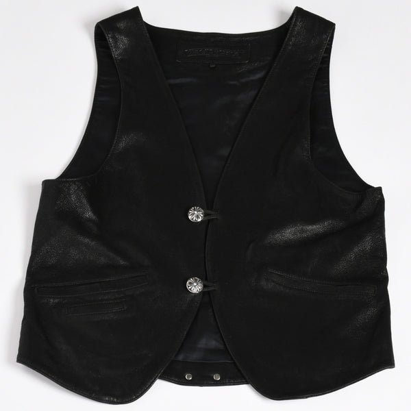 Very Good Condition CHROME HEARTS CLASSIC 2B DSTRY Classic 2B Destroy Leather Vest Size L Cross Ball Dagger Used 4a003827
