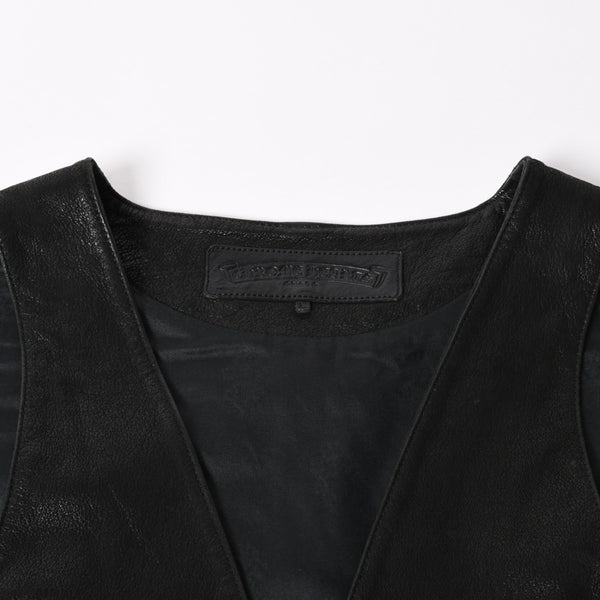 Very Good Condition CHROME HEARTS CLASSIC 2B DSTRY Classic 2B Destroy Leather Vest Size L Cross Ball Dagger Used 4a003827