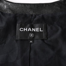 画像をギャラリービューアに読み込む, 極美品 CHANEL シャネル マトラッセ ノーカラー仕様ブラックレザージャケット ラムスキン ココマーク アウター 50サイズ P72638 中古 4a003769