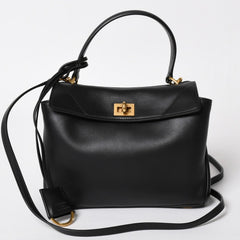 極美品 BALENCIAGA バレンシアガ ロデオハンドバッグ 795456 M69・4263 ショルダーバッグ 2way カーフスキン ブラック ゴールド金具 中古 4a003644