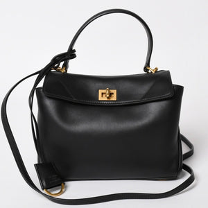 極美品 BALENCIAGA バレンシアガ ロデオハンドバッグ 795456 M69・4263 ショルダーバッグ 2way カーフスキン ブラック ゴールド金具 中古 4a003644