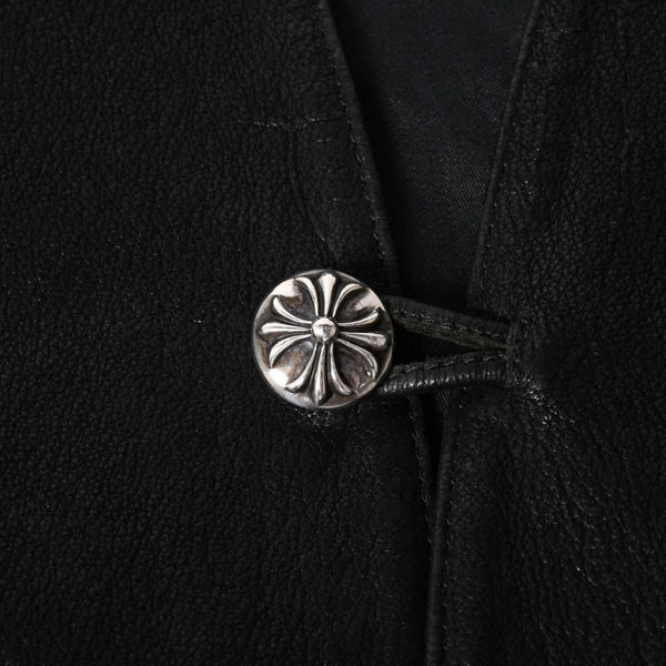 Very Good Condition CHROME HEARTS CLASSIC 2B DSTRY Classic 2B Destroy Leather Vest Size L Cross Ball Dagger Used 4a003827