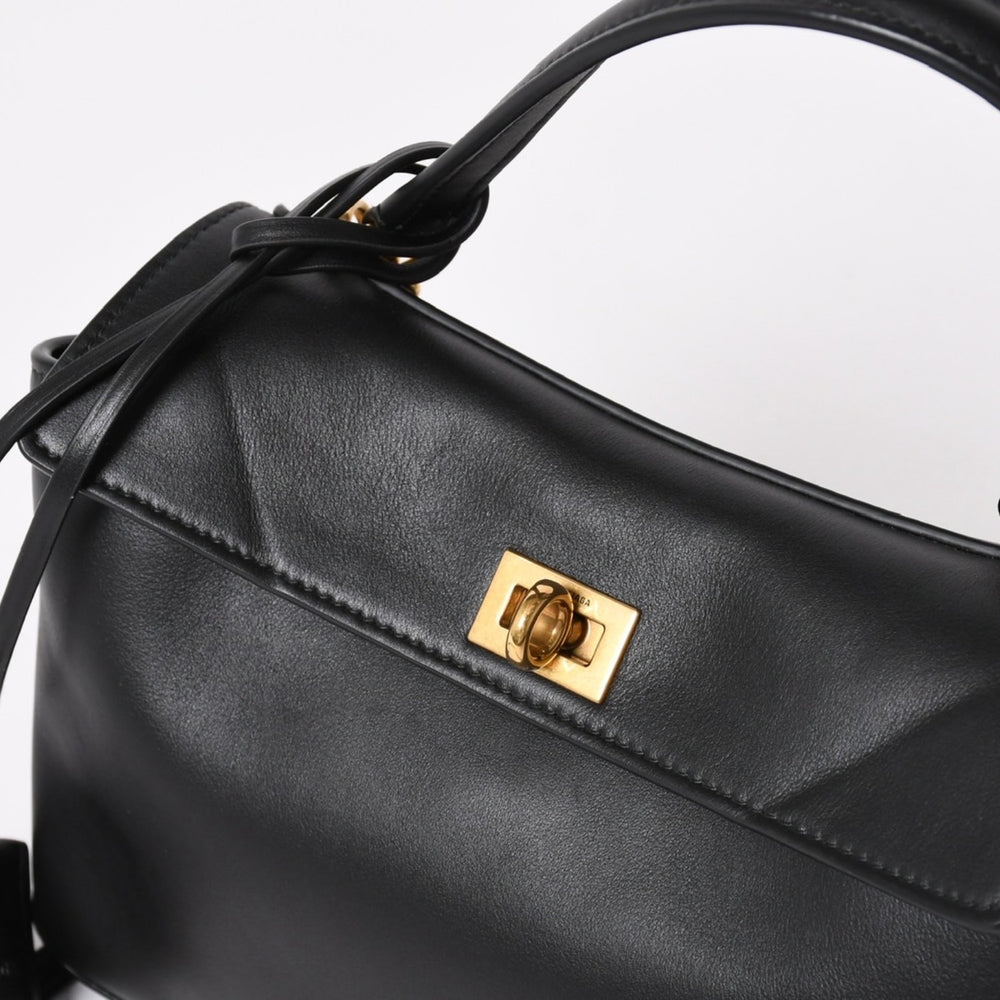 極美品 BALENCIAGA バレンシアガ ロデオハンドバッグ 795456 M69・4263 ショルダーバッグ 2way カーフスキン ブラック ゴールド金具 中古 4a003644