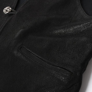 Very Good Condition CHROME HEARTS CLASSIC 2B DSTRY Classic 2B Destroy Leather Vest Size L Cross Ball Dagger Used 4a003827