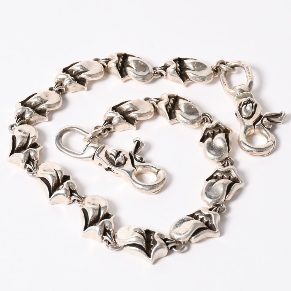 極美品 CHROME HEARTS クロムハーツ 2クリップロング リップ＆タンウォレットチェーン 重量約339.0ｇ 全長約55cm 13リンク 中古 4a003756