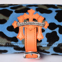 Load image into Gallery viewer, 極美品 CHROME HEARTS クロムハーツ 時計ケース ハラコ レザー ブルー オレンジ セメタリーパッチ 中古 4a003829