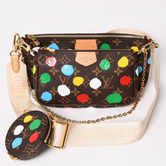 Very Good Condition LOUIS VUITTON Yayoi Kusama Multi Pochette Accessoire M46385 Monogram Canvas Multi Color Used 4a003834
