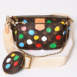 Very Good Condition LOUIS VUITTON Yayoi Kusama Multi Pochette Accessoire M46385 Monogram Canvas Multi Color Used 4a003834