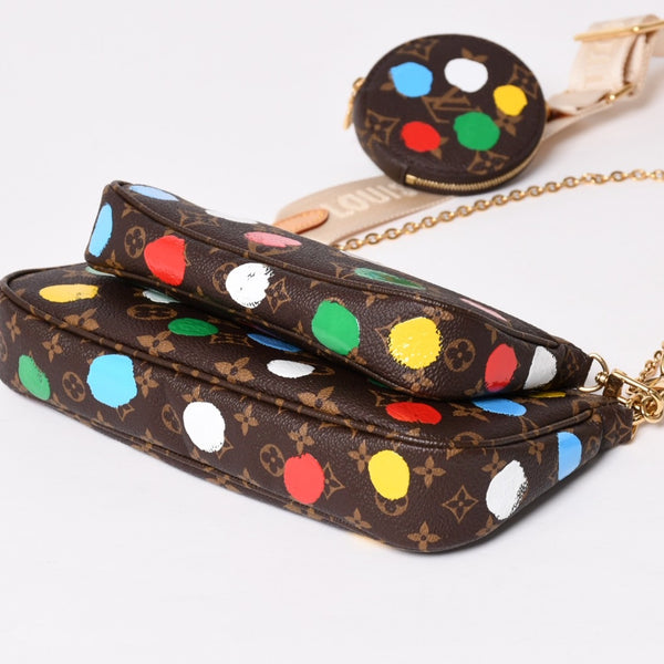 Very Good Condition LOUIS VUITTON Yayoi Kusama Multi Pochette Accessoire M46385 Monogram Canvas Multi Color Used 4a003834