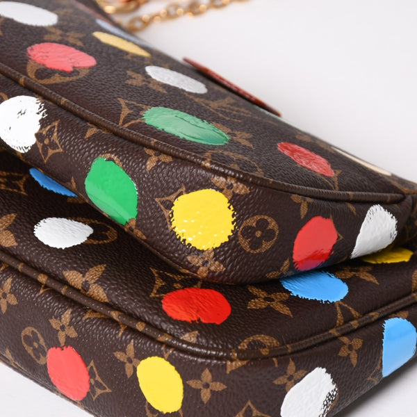 Very Good Condition LOUIS VUITTON Yayoi Kusama Multi Pochette Accessoire M46385 Monogram Canvas Multi Color Used 4a003834