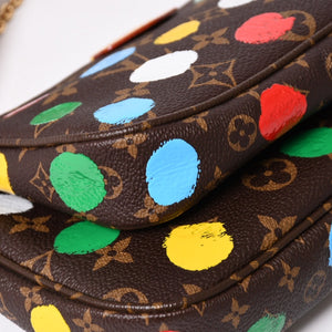 Very Good Condition LOUIS VUITTON Yayoi Kusama Multi Pochette Accessoire M46385 Monogram Canvas Multi Color Used 4a003834