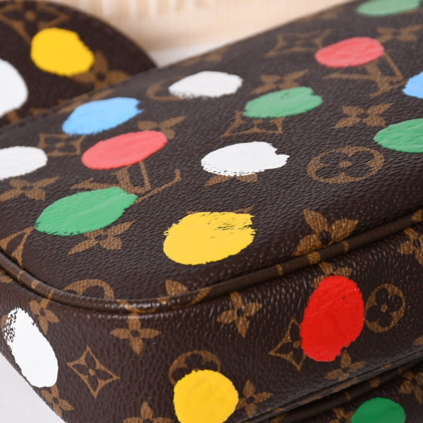 Very Good Condition LOUIS VUITTON Yayoi Kusama Multi Pochette Accessoire M46385 Monogram Canvas Multi Color Used 4a003834