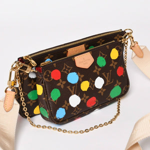 Very Good Condition LOUIS VUITTON Yayoi Kusama Multi Pochette Accessoire M46385 Monogram Canvas Multi Color Used 4a003834
