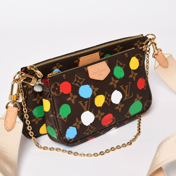 Very Good Condition LOUIS VUITTON Yayoi Kusama Multi Pochette Accessoire M46385 Monogram Canvas Multi Color Used 4a003834