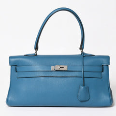 極美品 HERMES エルメス SHOULDER KELLY ショルダーケリー ショルダーバッグ トリヨンクレマンス ブルージーン シルバー金具 □P刻印 中古 4a003833