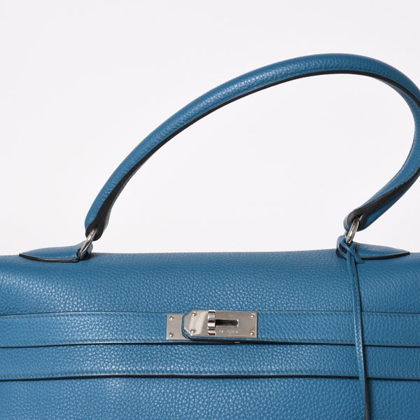 極美品 HERMES エルメス SHOULDER KELLY ショルダーケリー ショルダーバッグ トリヨンクレマンス ブルージーン シルバー金具 □P刻印 中古 4a003833