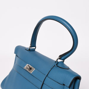 極美品 HERMES エルメス SHOULDER KELLY ショルダーケリー ショルダーバッグ トリヨンクレマンス ブルージーン シルバー金具 □P刻印 中古 4a003833
