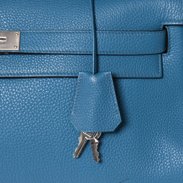 極美品 HERMES エルメス SHOULDER KELLY ショルダーケリー ショルダーバッグ トリヨンクレマンス ブルージーン シルバー金具 □P刻印 中古 4a003833