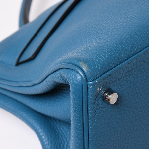 極美品 HERMES エルメス SHOULDER KELLY ショルダーケリー ショルダーバッグ トリヨンクレマンス ブルージーン シルバー金具 □P刻印 中古 4a003833
