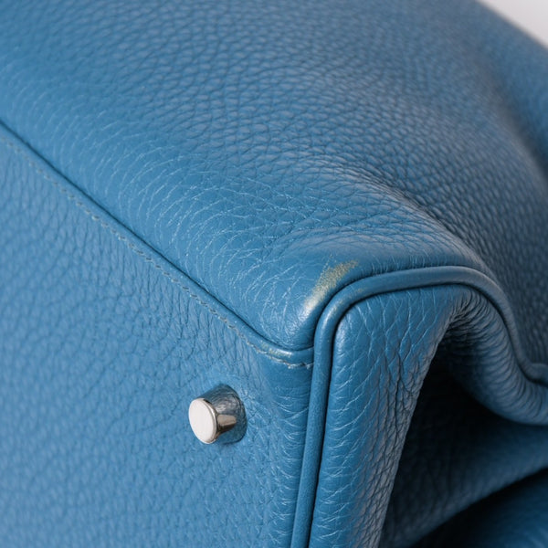 極美品 HERMES エルメス SHOULDER KELLY ショルダーケリー ショルダーバッグ トリヨンクレマンス ブルージーン シルバー金具 □P刻印 中古 4a003833
