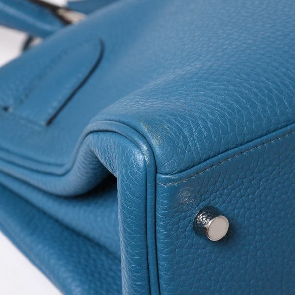 極美品 HERMES エルメス SHOULDER KELLY ショルダーケリー ショルダーバッグ トリヨンクレマンス ブルージーン シルバー金具 □P刻印 中古 4a003833