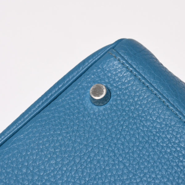 極美品 HERMES エルメス SHOULDER KELLY ショルダーケリー ショルダーバッグ トリヨンクレマンス ブルージーン シルバー金具 □P刻印 中古 4a003833