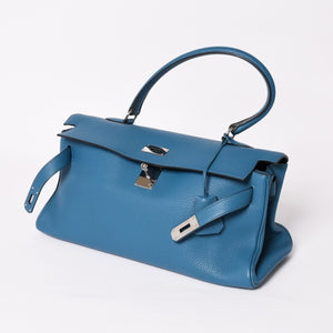 極美品 HERMES エルメス SHOULDER KELLY ショルダーケリー ショルダーバッグ トリヨンクレマンス ブルージーン シルバー金具 □P刻印 中古 4a003833