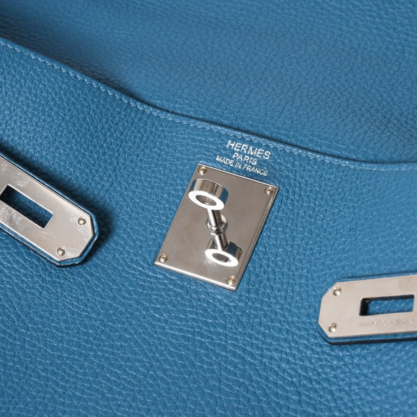 極美品 HERMES エルメス SHOULDER KELLY ショルダーケリー ショルダーバッグ トリヨンクレマンス ブルージーン シルバー金具 □P刻印 中古 4a003833