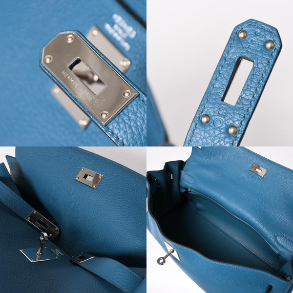 極美品 HERMES エルメス SHOULDER KELLY ショルダーケリー ショルダーバッグ トリヨンクレマンス ブルージーン シルバー金具 □P刻印 中古 4a003833