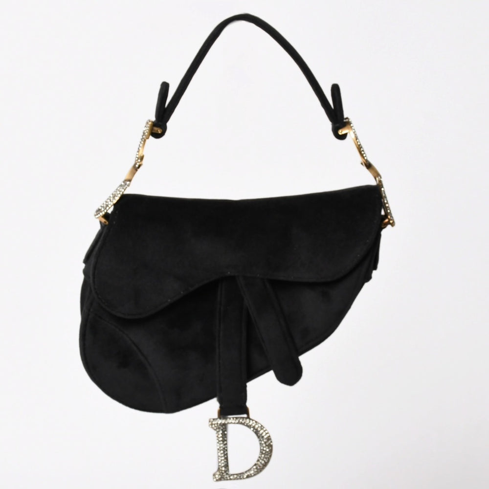 Very Good Condition Christian Dior Saddle Bag Mini Strass One Shoulder Bag M447SCUCS Velvet Used 4a003836