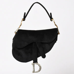 Very Good Condition Christian Dior Saddle Bag Mini Strass One Shoulder Bag M447SCUCS Velvet Used 4a003836