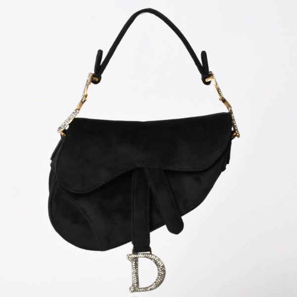 Very Good Condition Christian Dior Saddle Bag Mini Strass One Shoulder Bag M447SCUCS Velvet Used 4a003836