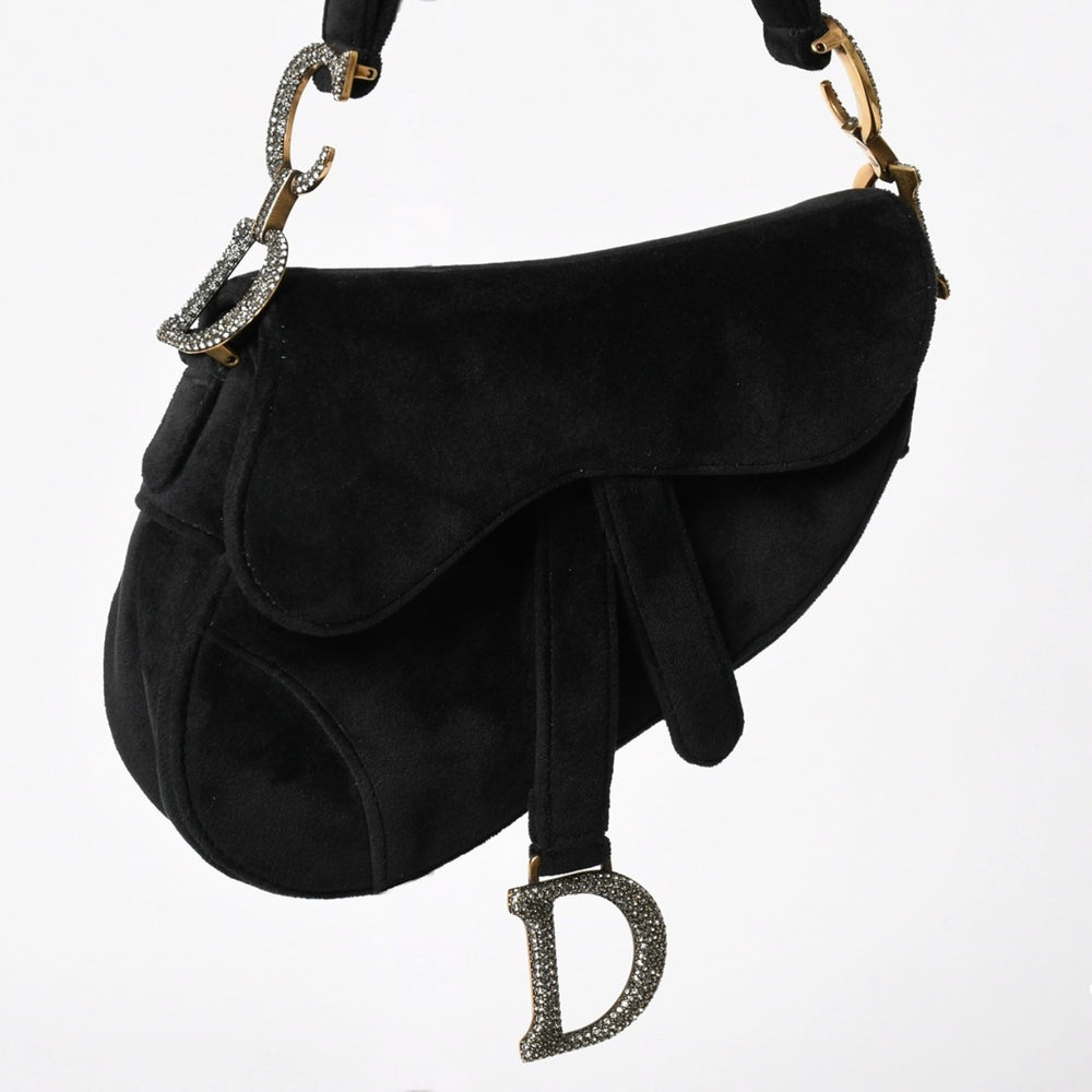 Very Good Condition Christian Dior Saddle Bag Mini Strass One Shoulder Bag M447SCUCS Velvet Used 4a003836