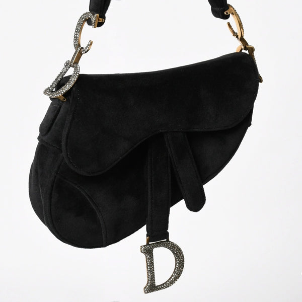 Very Good Condition Christian Dior Saddle Bag Mini Strass One Shoulder Bag M447SCUCS Velvet Used 4a003836