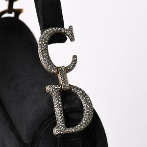 Very Good Condition Christian Dior Saddle Bag Mini Strass One Shoulder Bag M447SCUCS Velvet Used 4a003836