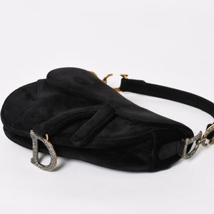 Very Good Condition Christian Dior Saddle Bag Mini Strass One Shoulder Bag M447SCUCS Velvet Used 4a003836