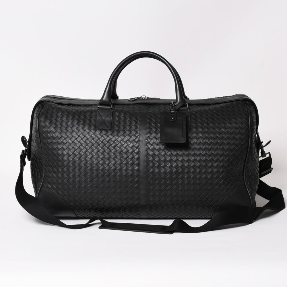 BOTTEGA VENETA ボッテガヴェネタ イントレチャート ボストンバッグ レザー 2WAY ブラック 美品 中古 4a003838