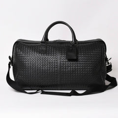 BOTTEGA VENETA Intrecciato Boston Bag Leather 2WAY Black Good Condition Used 4a003838