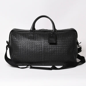 BOTTEGA VENETA Intrecciato Boston Bag Leather 2WAY Black Good Condition Used 4a003838