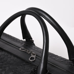 BOTTEGA VENETA Intrecciato Boston Bag Leather 2WAY Black Good Condition Used 4a003838