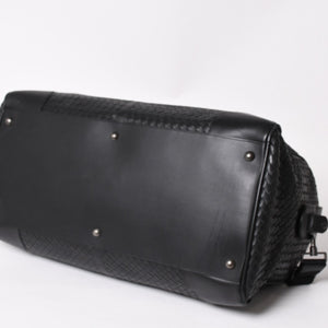BOTTEGA VENETA Intrecciato Boston Bag Leather 2WAY Black Good Condition Used 4a003838