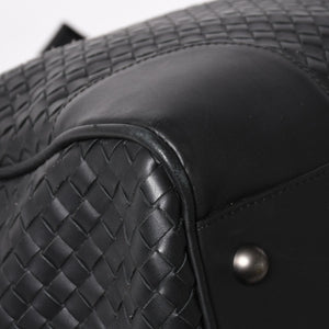 BOTTEGA VENETA Intrecciato Boston Bag Leather 2WAY Black Good Condition Used 4a003838
