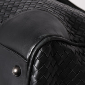 BOTTEGA VENETA Intrecciato Boston Bag Leather 2WAY Black Good Condition Used 4a003838