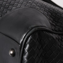 画像をギャラリービューアに読み込む, BOTTEGA VENETA ボッテガヴェネタ イントレチャート ボストンバッグ レザー 2WAY ブラック 美品 中古 4a003838