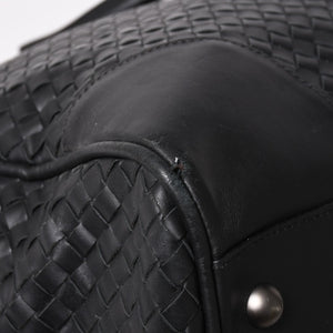 BOTTEGA VENETA Intrecciato Boston Bag Leather 2WAY Black Good Condition Used 4a003838