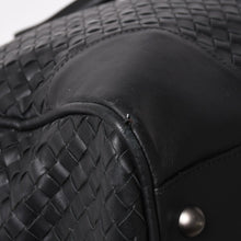 画像をギャラリービューアに読み込む, BOTTEGA VENETA ボッテガヴェネタ イントレチャート ボストンバッグ レザー 2WAY ブラック 美品 中古 4a003838